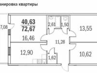 Санкт-Петербург, пр. Королёва, 59к6 - продажа 3-комнатной квартиры 73 кв. м.